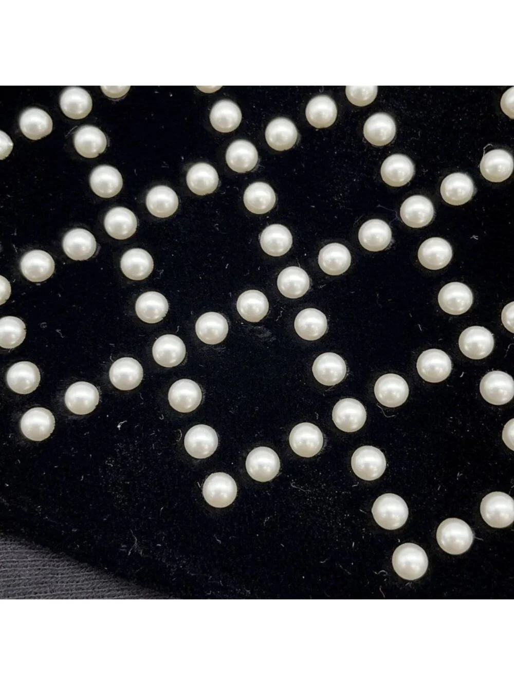 Chanel Chain Wallet CC Logo Faux Pearl Velour Black Shoulder Bag